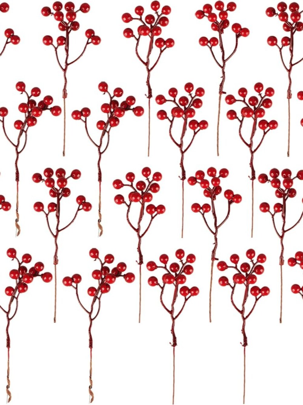 20 Pack 7 Inch Artificial Red Berry Picks for Christmas Tree